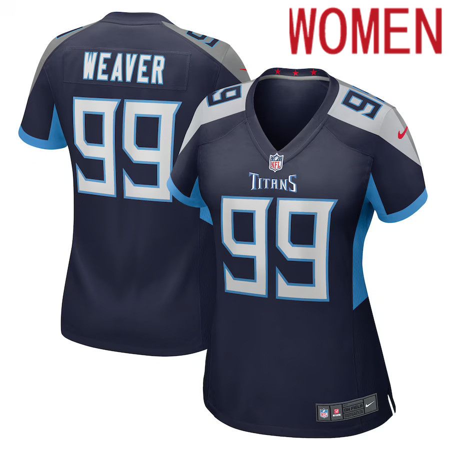 Women Tennessee Titans #99 Rashad Weaver Nike Navy Game NFL Jersey->->Women Jersey
